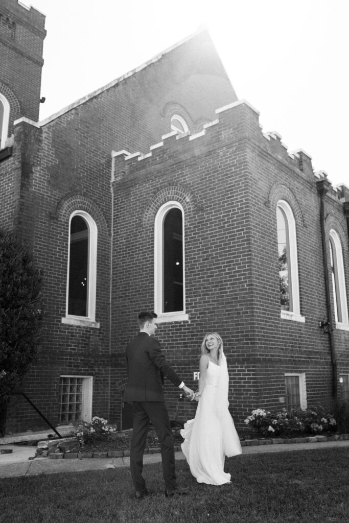 This Fall wedding in Chattanooga Tennessee was stunning with light pouring into their historic wedding venue.