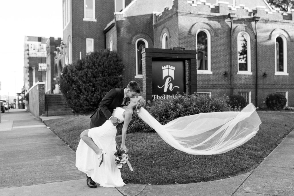 This Fall wedding in Chattanooga Tennessee was stunning with light pouring into their historic wedding venue.