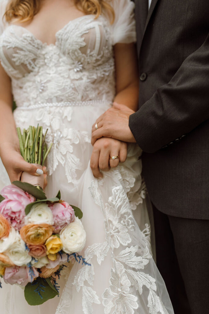 Vintage wedding Dress and colorful florals