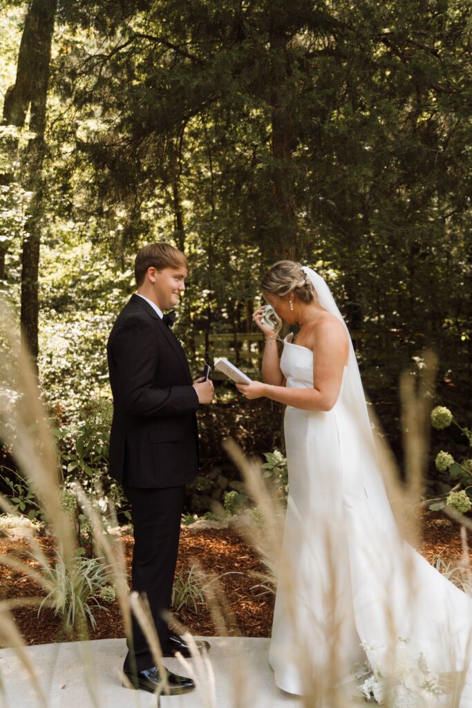 Bride and groom first look wedding in tennessee